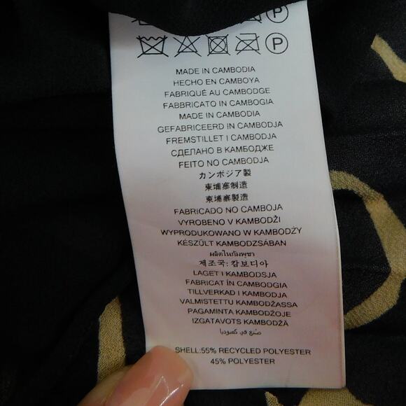 Michael Kors Women's Black Beige Giraffe Pleated Chain Top Blouse Size P/S New - Picture 7 of 7